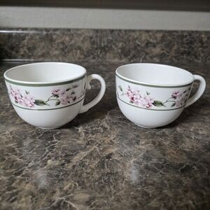 MSE Martha Stewart Everyday Pink Hydrangea Coffee Mug x2 Ceramic DW safe Tea Cup